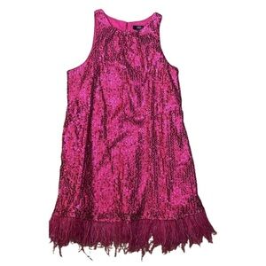 Aidan Mattox Hot Pink Sequin Halter Swing Dress | Size 18